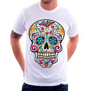 FC St. Pauli Maglietta Uomo Teschio Con Cuffie - Nero/Bianco, 100% Cotone, Fanwear Ufficiale