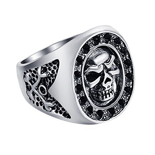 Anello 316L Acciaio Inox Celti Croce Biker Gotico Argento
