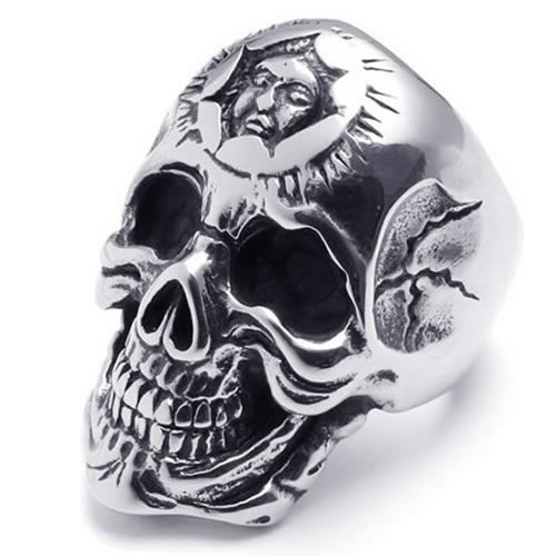 Anello Uomo Teschio In Acciaio Inox 316L, Stile Punk Gotico Biker